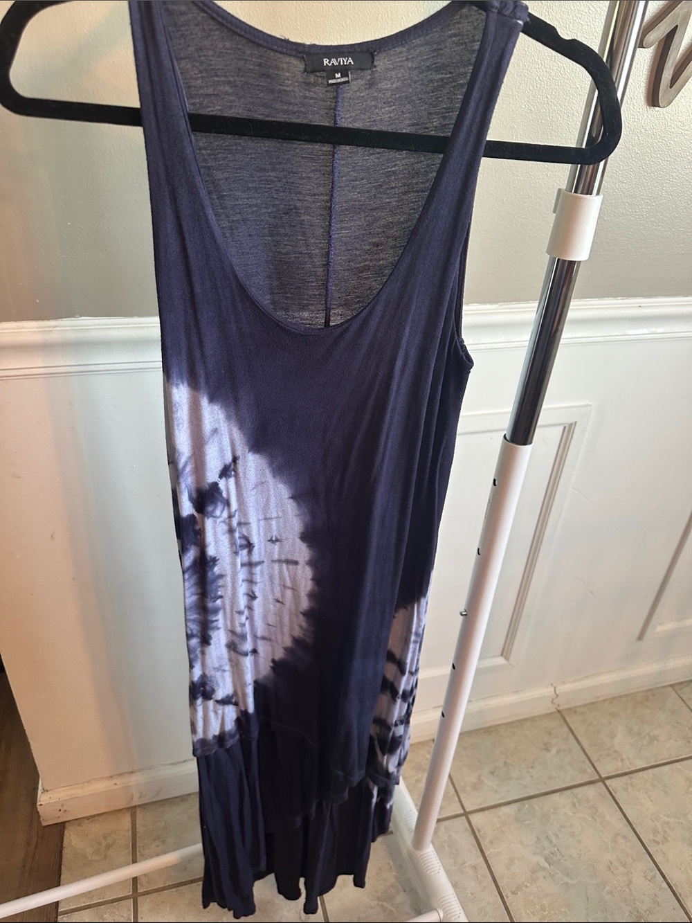 Raviya Navy and White Tie-Dye Tank Maxi Dress or swimsuit coverup